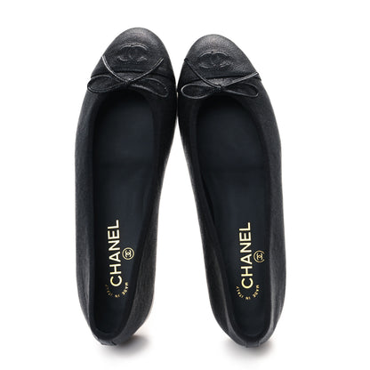Chanel Caviar CC Cap Toe Ballerina Flats 41 Black 2 of 10