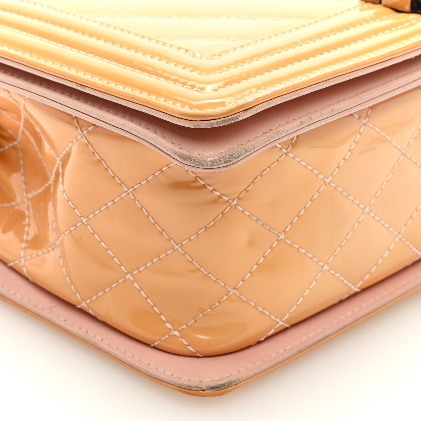 Patent Chevron Quilted Medium Boy Flap Pink