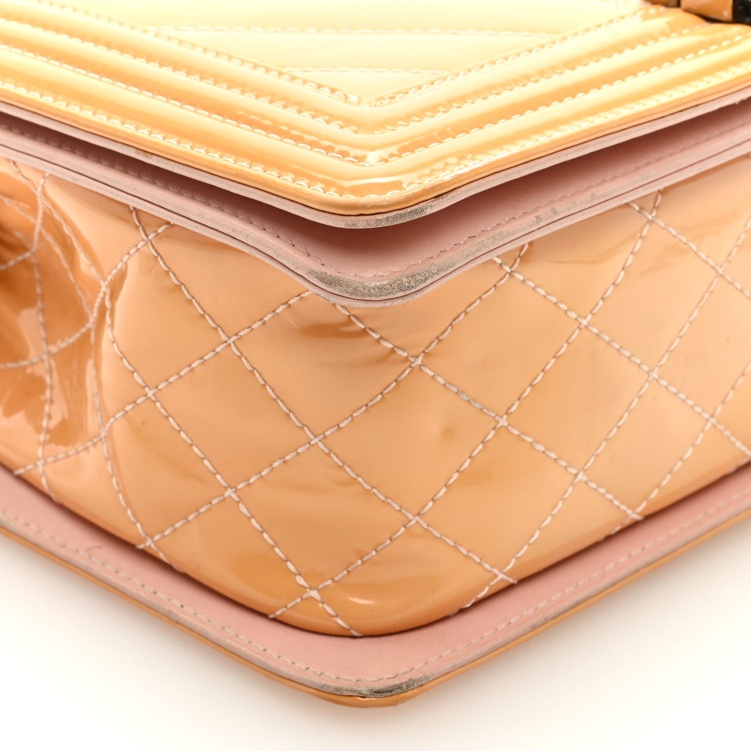 Chanel Patent Chevron Quilted Medium Boy Flap Pink 7 of 8