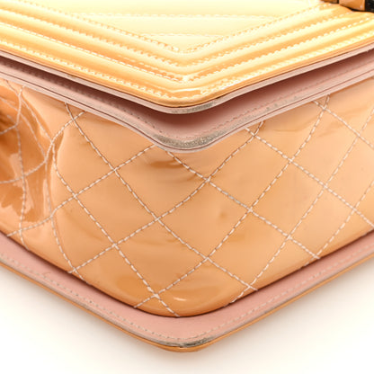 Chanel Patent Chevron Quilted Medium Boy Flap Pink 7 of 8