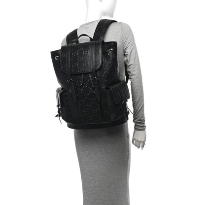 Gucci Calfskin GG Tennis Embossed Double Buckle Backpack Black 2 of 11