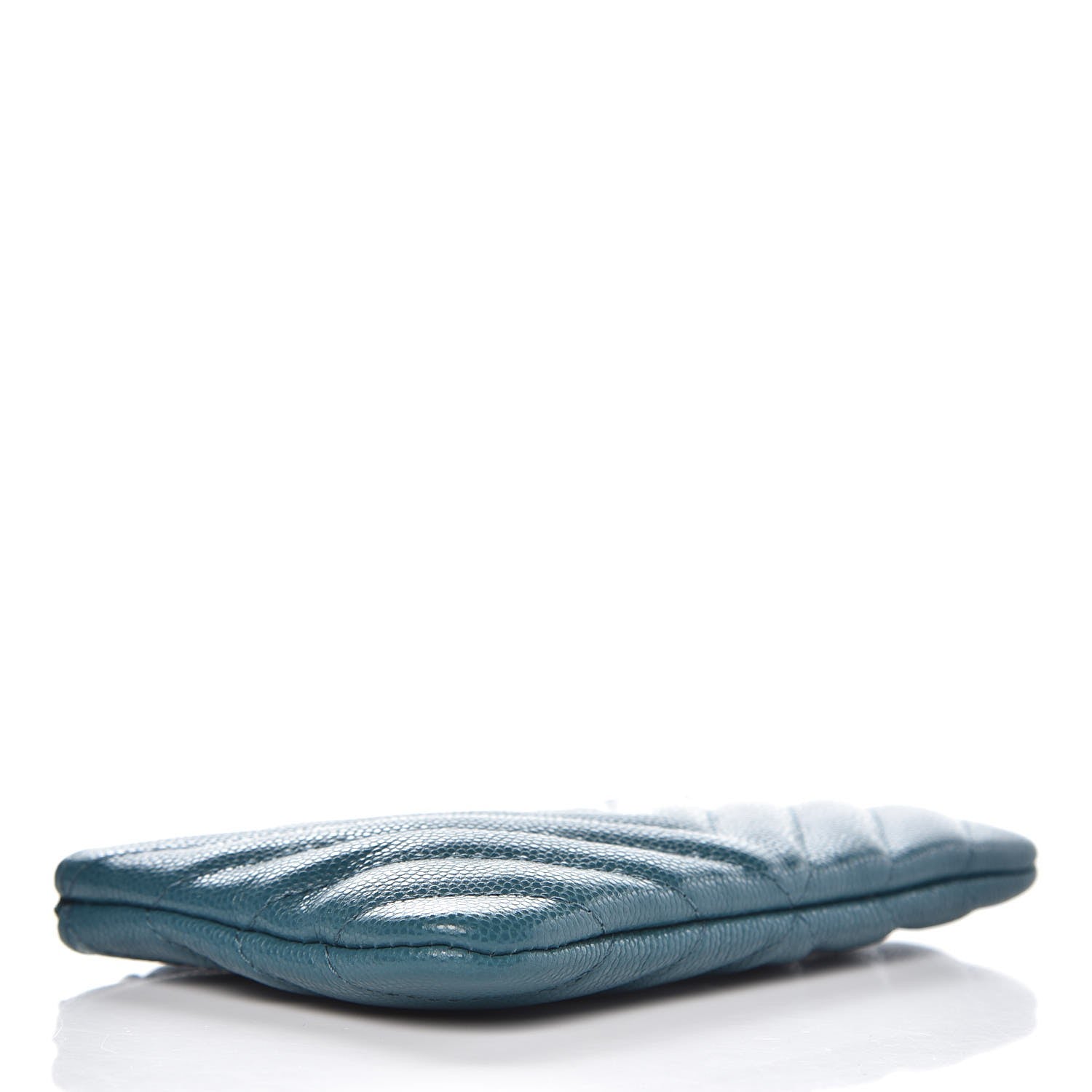 Chanel Caviar Chevron Quilted Small Cosmetic Case Dark Turquoise 4 of 8