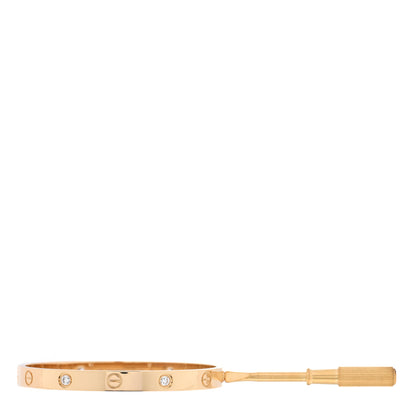 Cartier 18K Yellow Gold 4 Diamond LOVE Bracelet 17 6 of 7