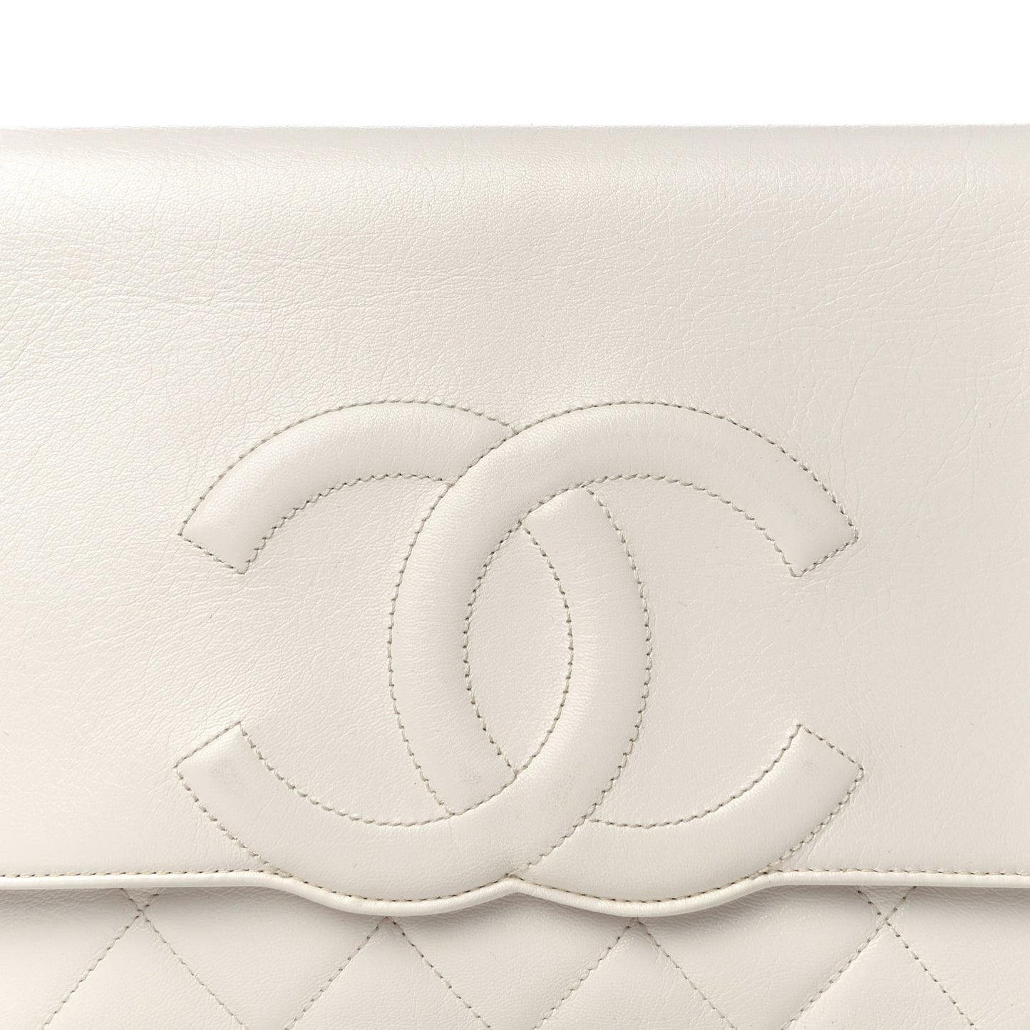 Goatskin Quilted Timeless CC Clutch White