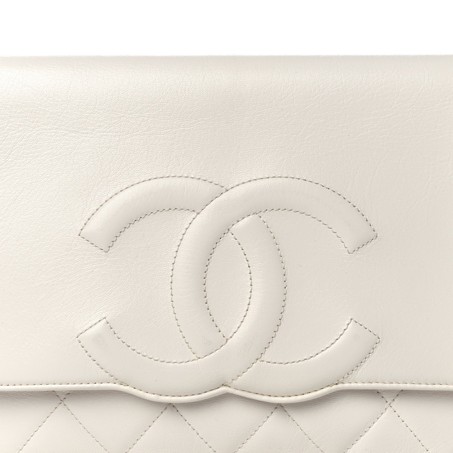 Chanel Goatskin Quilted Timeless CC Clutch White 7 of 17