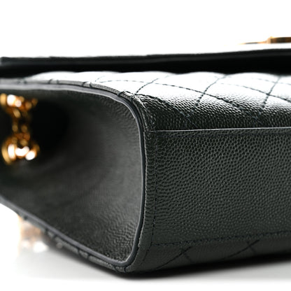 Saint Laurent Grain De Poudre Textured Mixed Matelasse Medium Triquilt Monogram Satchel Vert Fonce 10 of 11