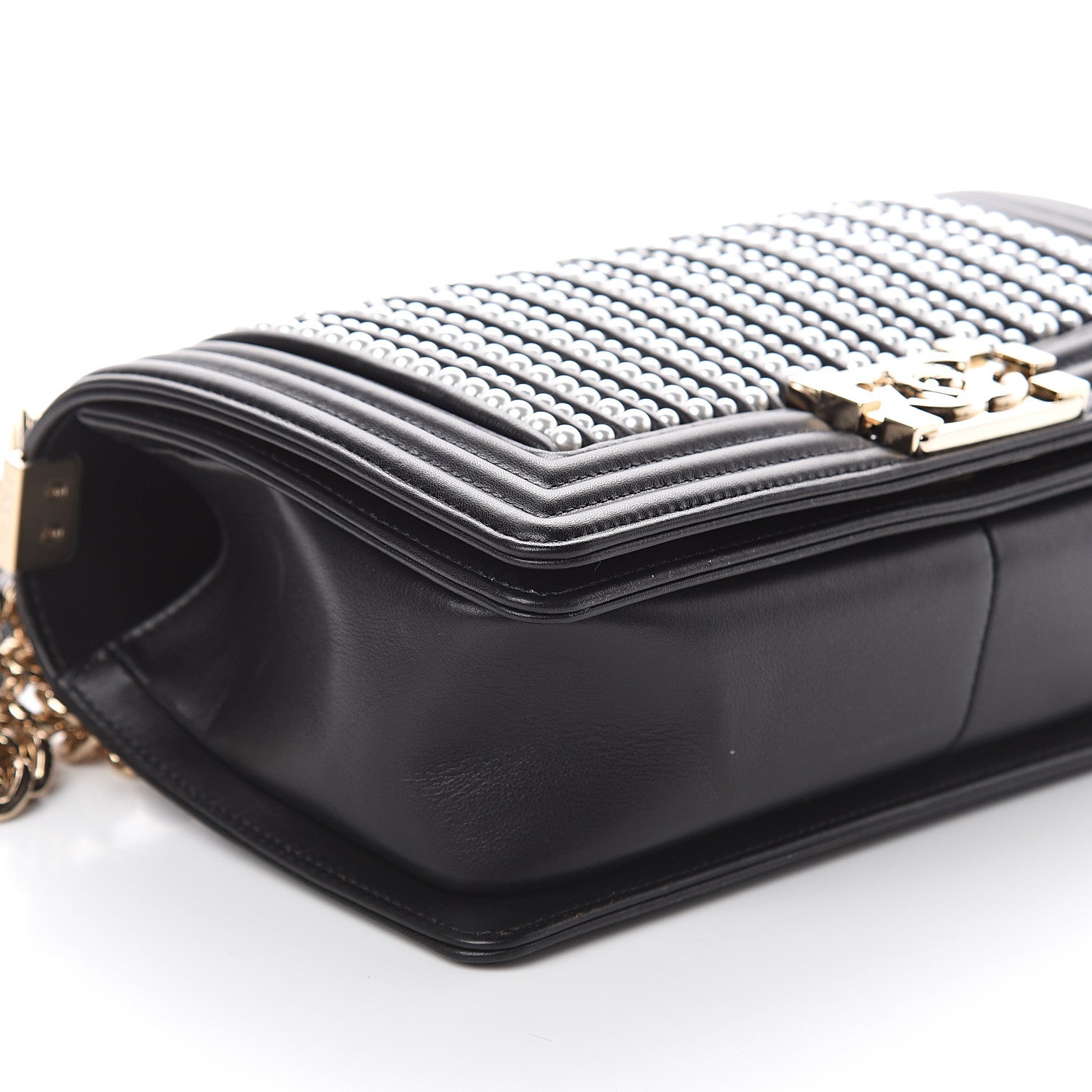 Chanel Calfskin Pearl Medium Chanel Pearls Boy Flap Black 8 of 9