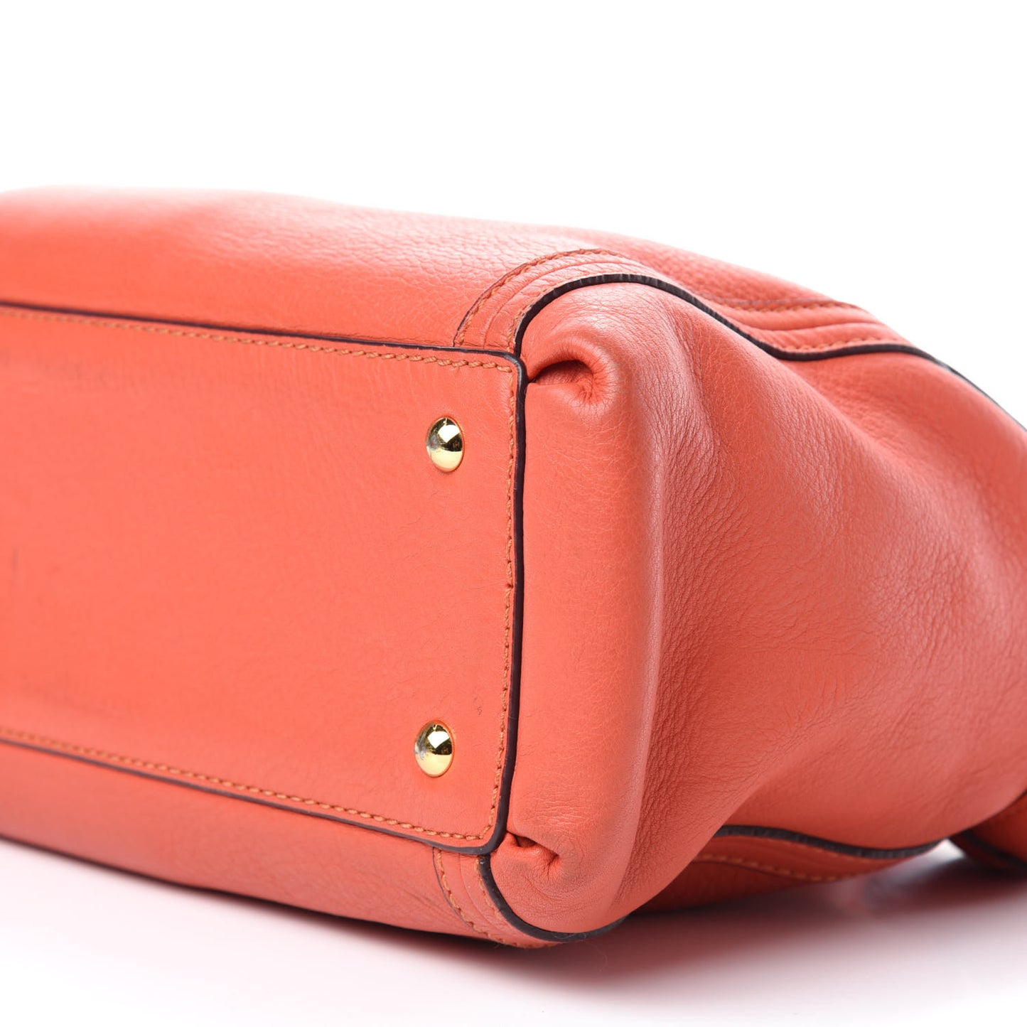 Grained Calfskin Top Handle Satchel Orange