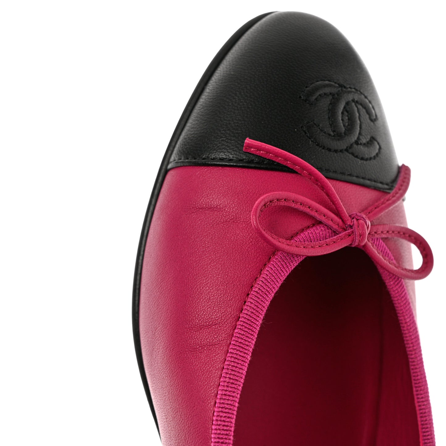 Goatskin Cap Toe CC Ballerina Flats 40.5 Bright Pink