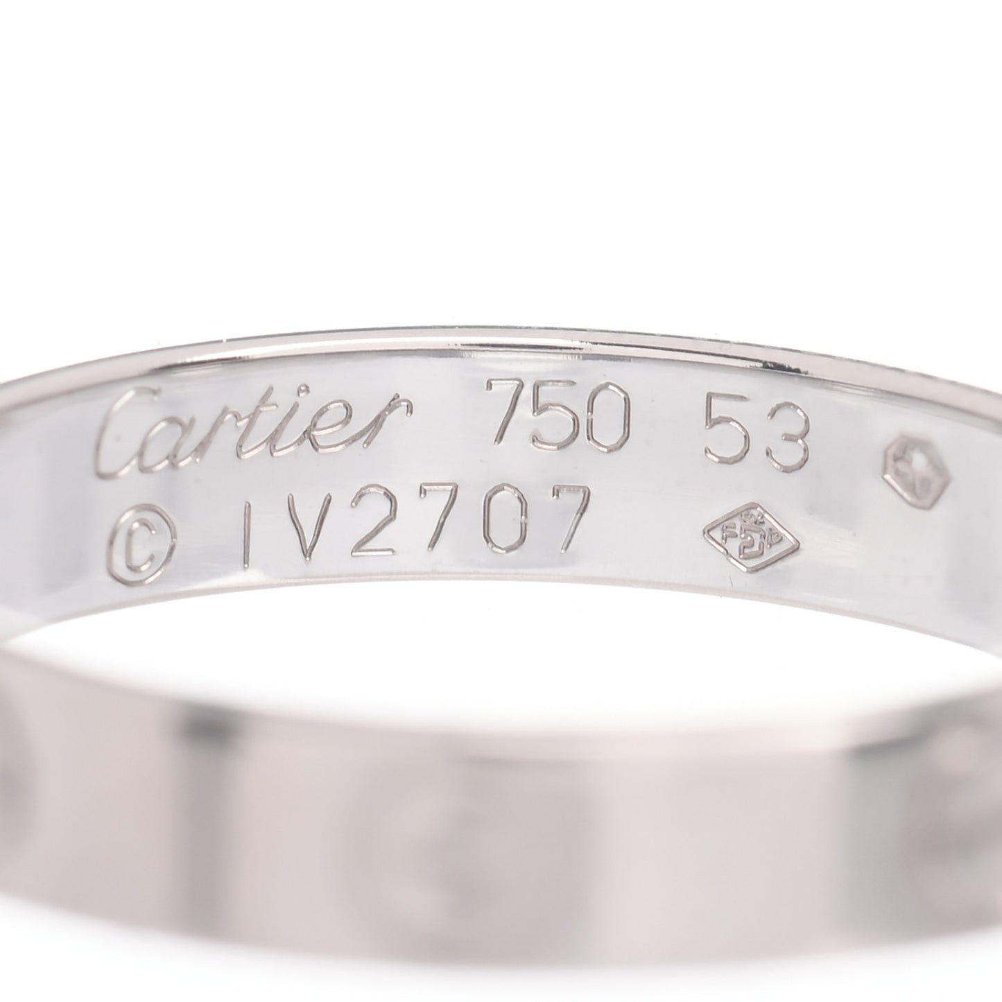 18K White Gold 3.5mm LOVE Wedding Band Ring 53 6.25