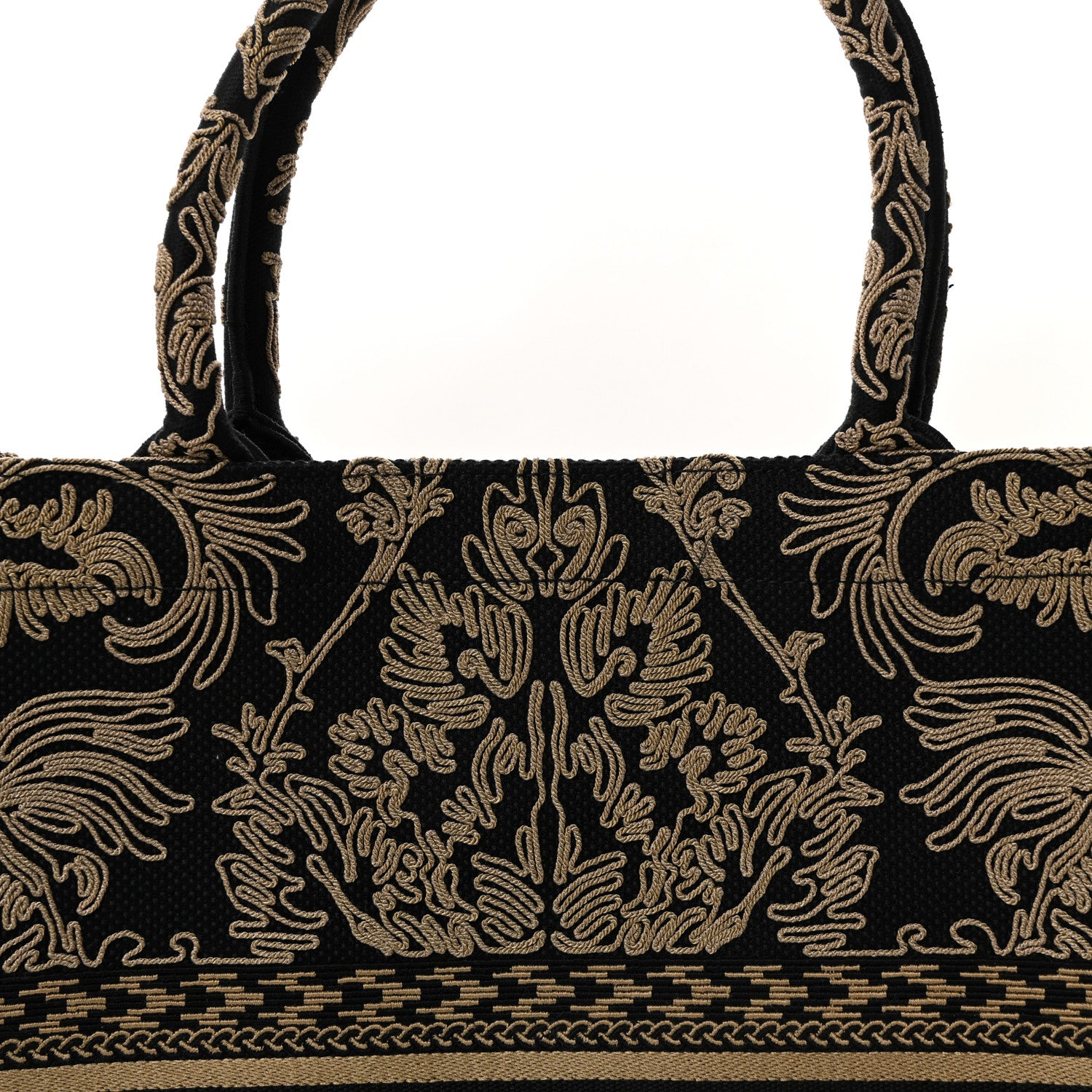 Christian Dior Canvas Embroidered Large Ornamental Cornely Effect Book Tote Black Beige 14 of 19