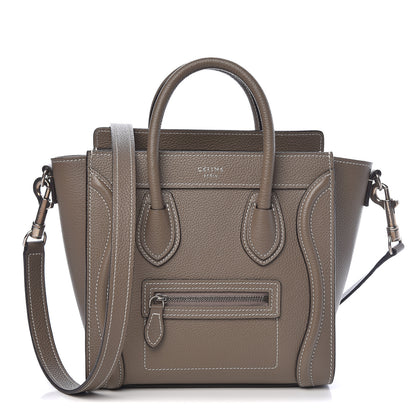 Celine Drummed Calfskin Nano Luggage Souris 1 of 11