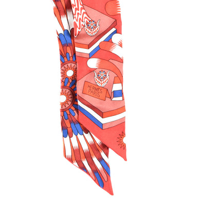 Hermes Silk La Source de Pegase Twilly Rouge Bleu Royal White 2 of 4