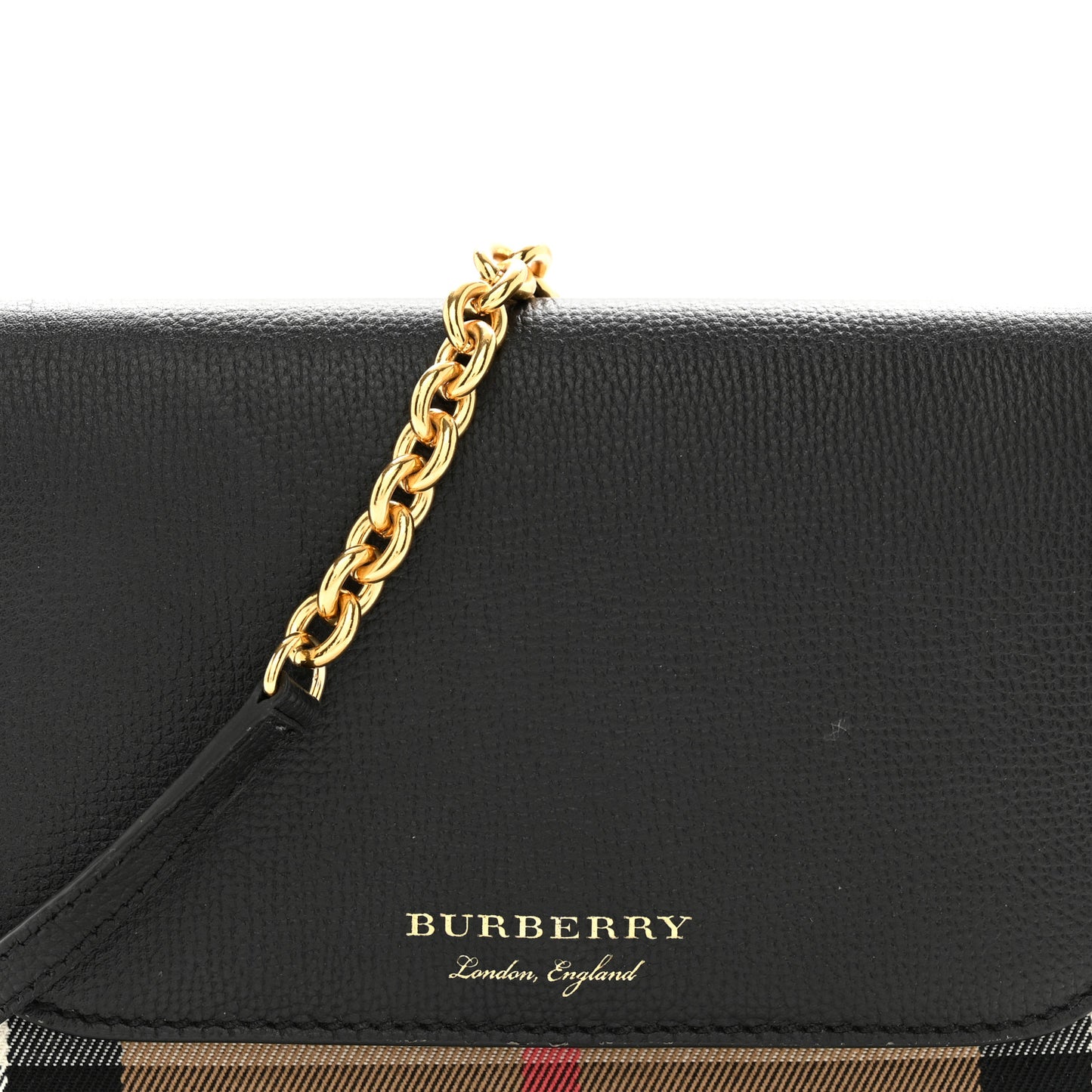 Derby Calfskin House Check Wallet On Chain Black