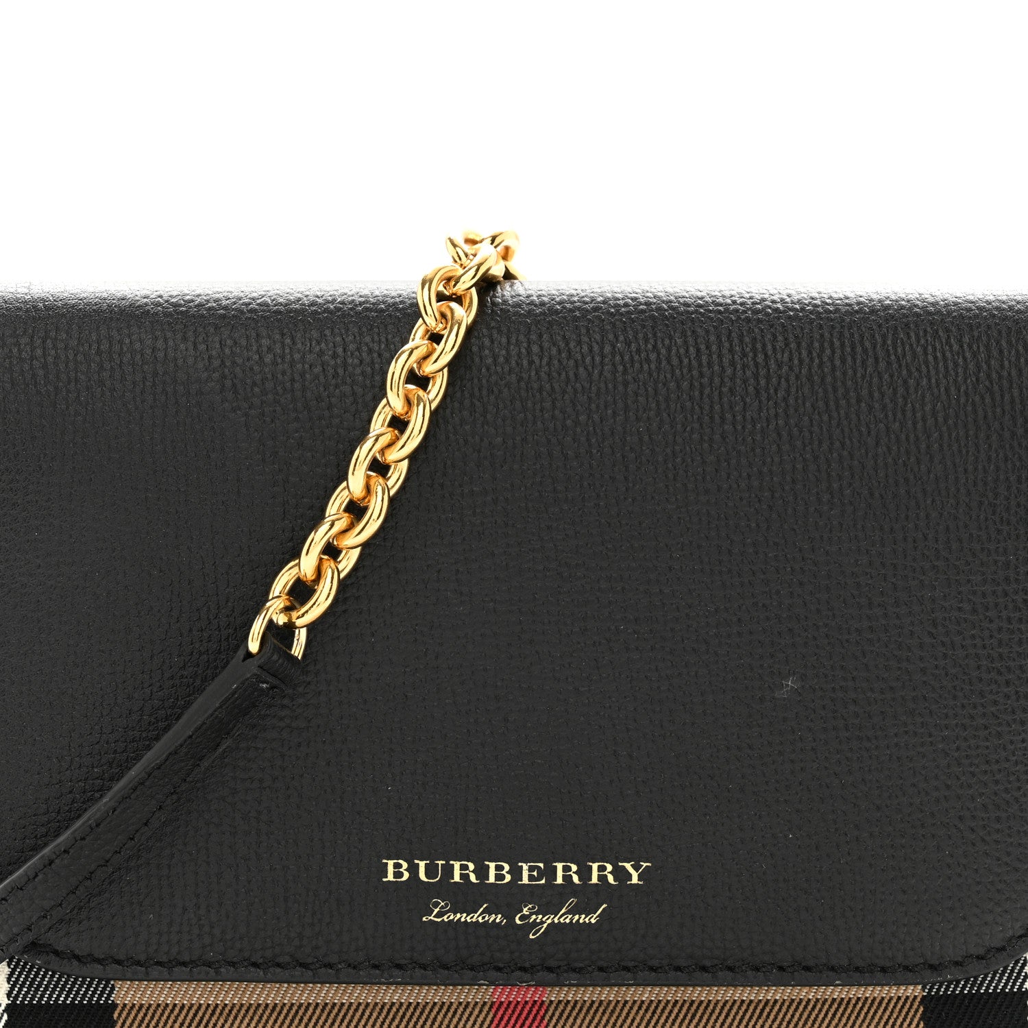 Burberry Derby Calfskin House Check Wallet On Chain Black 7 of 18
