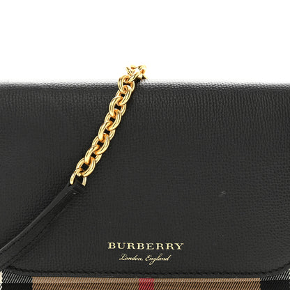 Burberry Derby Calfskin House Check Wallet On Chain Black 7 of 18
