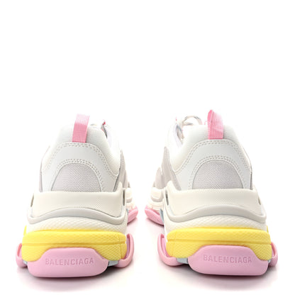 Balenciaga Fabric Mesh Multicolor Womens Triple S Sneakers 41 Yellow Pink Grey White 5 of 10