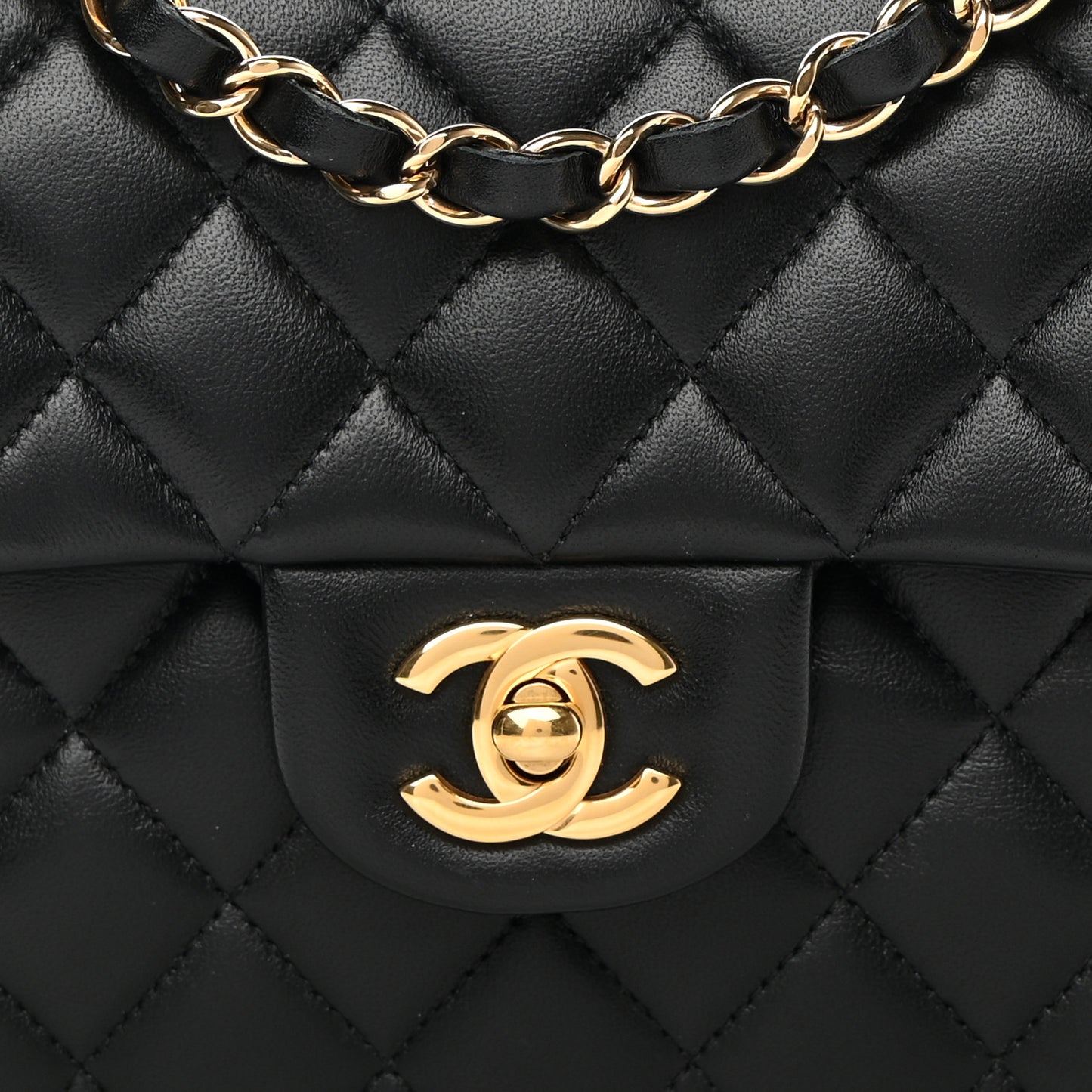 Lambskin Quilted Small Double Flap Black