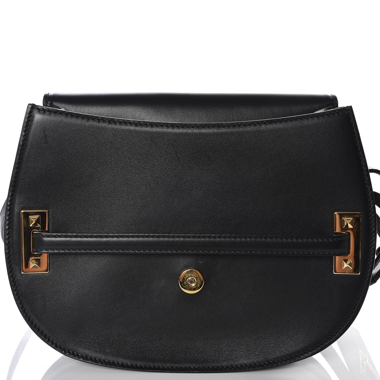 Calfskin My Rockstud Saddle Bag Black
