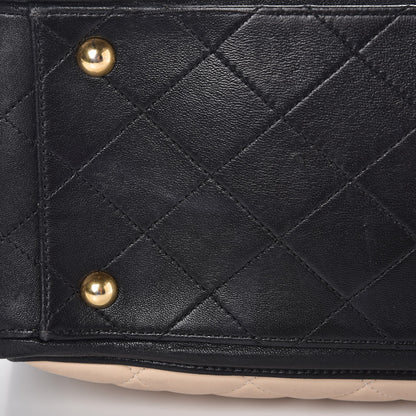 Chanel Lambskin Quilted Elegant CC Shopping Tote Beige Black 17 of 19