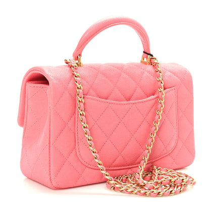 Chanel Caviar Quilted Mini Top Handle Rectangular Flap Pink 3 of 9