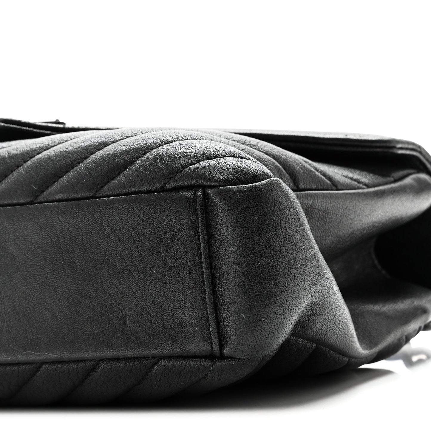 Sheepskin Matelasse Chevron Monogram Monochrome Medium College Bag Black