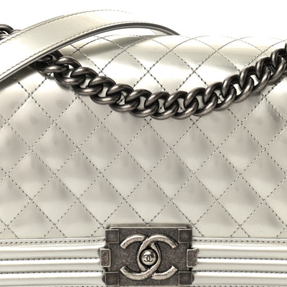 Chanel Metallic Patent Calfskin Quilted Medium Boy Flap Silver 8 of 11