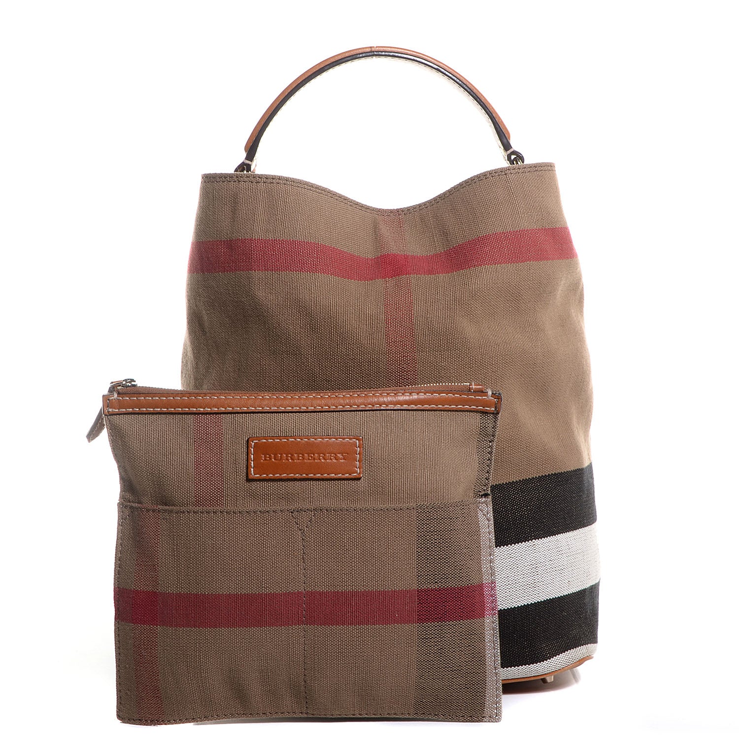 Burberry Canvas Mega Check Medium Susanna Hobo Saddle Brown 9 of 9