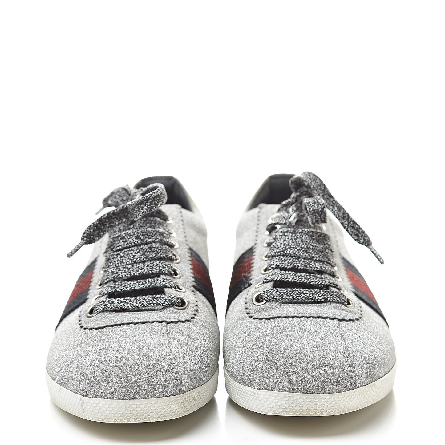 Glitter Fabric Studded Web Sneakers 38 Silver