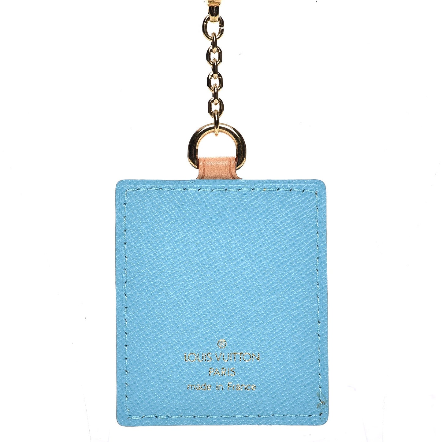 Vachetta Groom Key Ring Bag Charm Blue