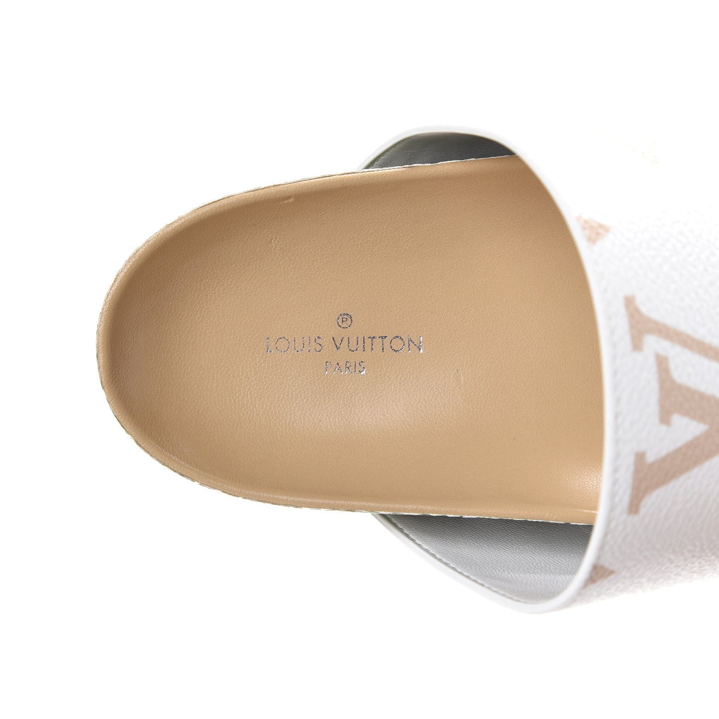 Monogram Giant Bom Dia Flat Mule Sandals 39 White Moka