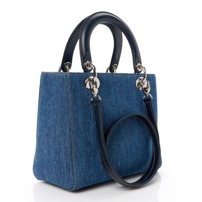 Christian Dior Denim Crystal Medium Lady Dior Blue 3 of 11