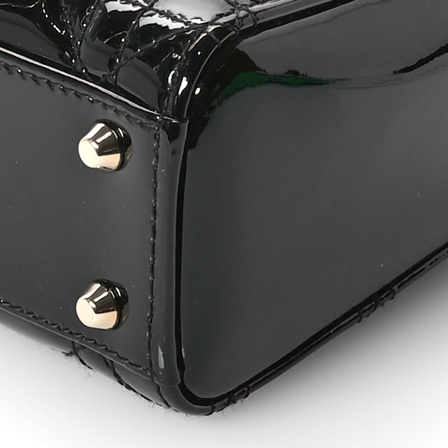Patent Cannage Mini Lady Dior Black