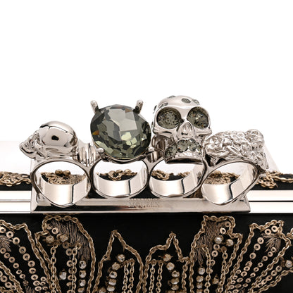 Alexander McQueen Silk Chain Skull Knuckle Box Clutch Black 11 of 12
