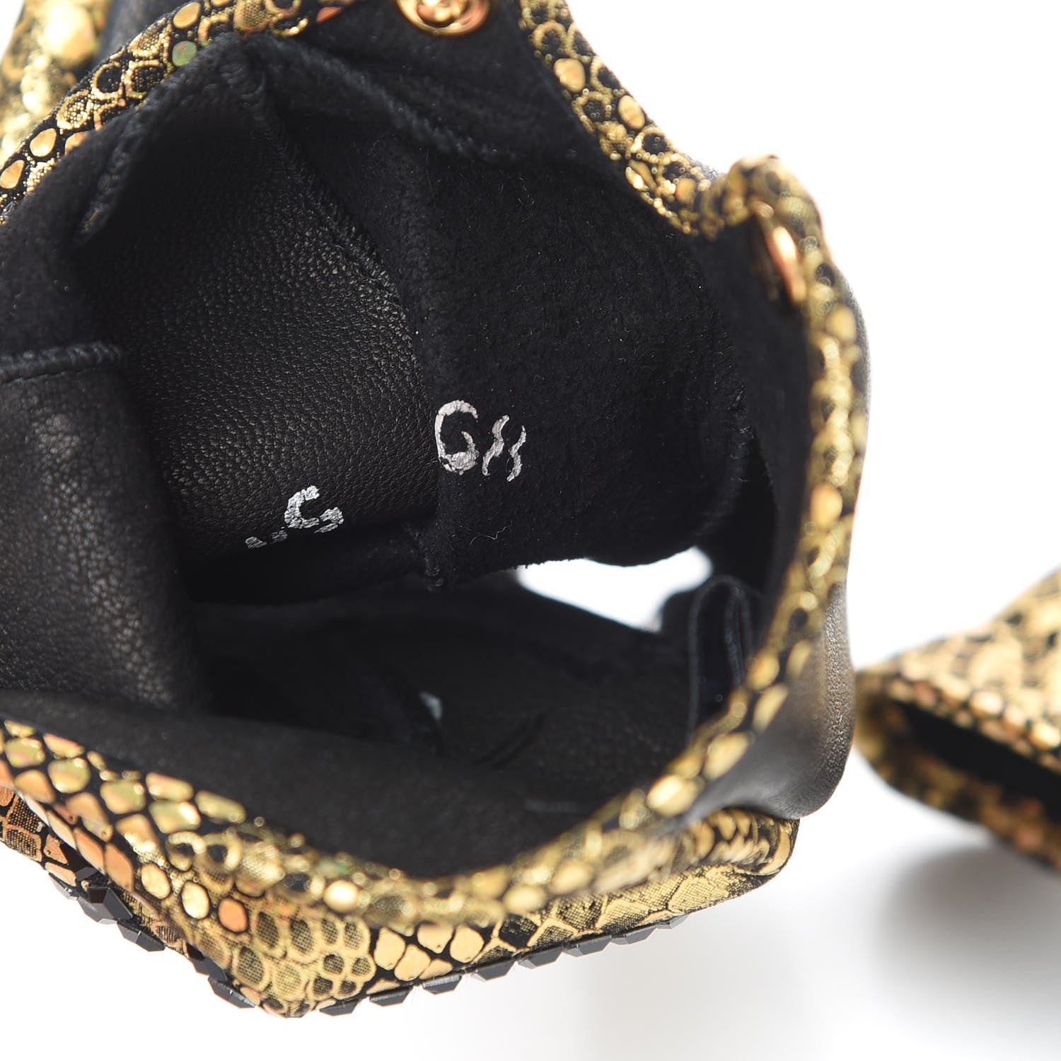 Chanel Lambskin Sequin Fingerless Gloves 7.5 Black Gold 5 of 6