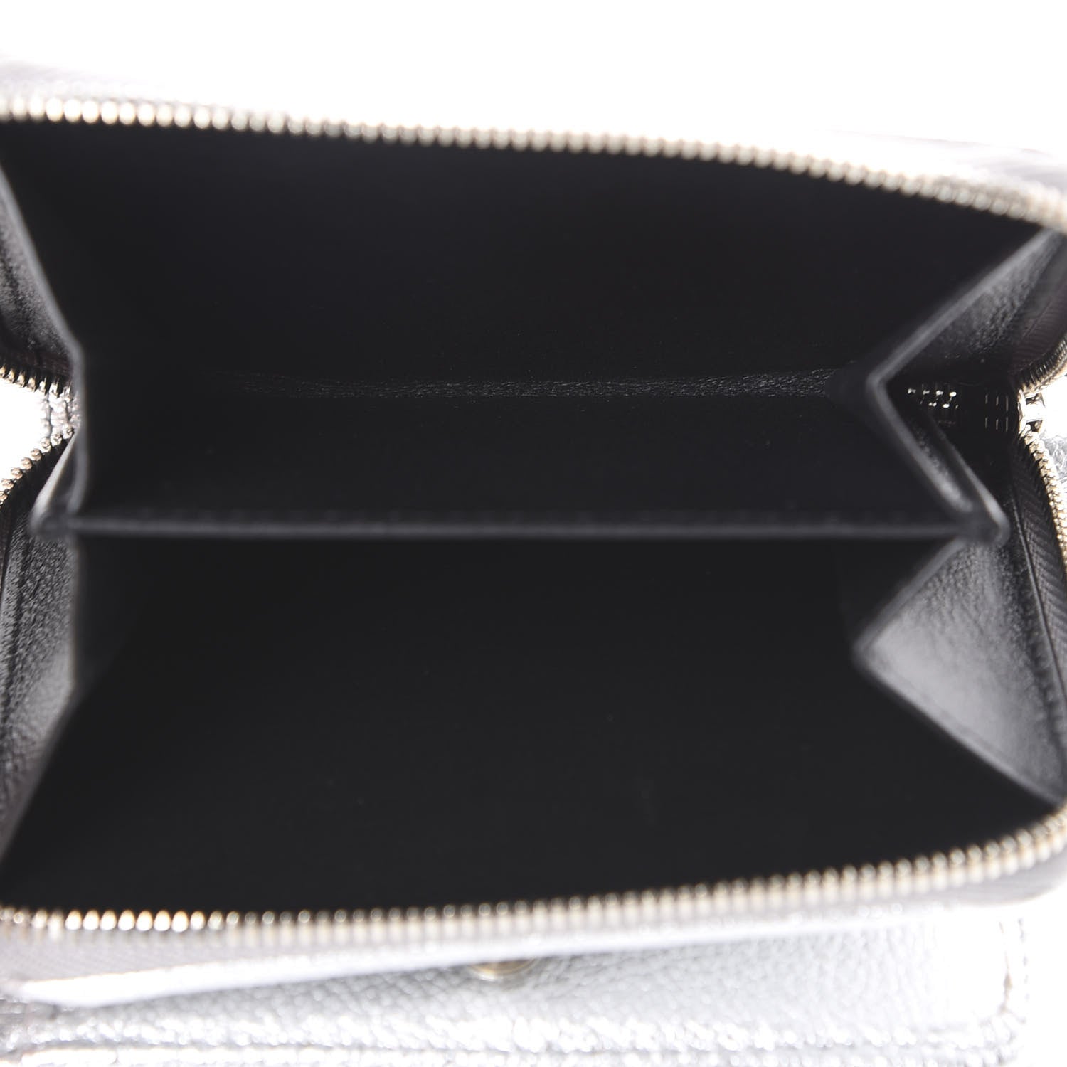 Balenciaga Metallic Goatskin Logo Everyday Multi Zip Wallet Argent Black 5 of 9