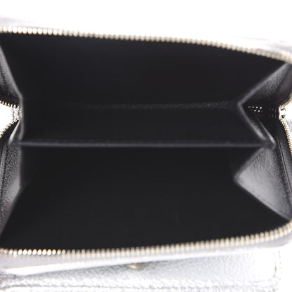Balenciaga Metallic Goatskin Logo Everyday Multi Zip Wallet Argent Black 5 of 9