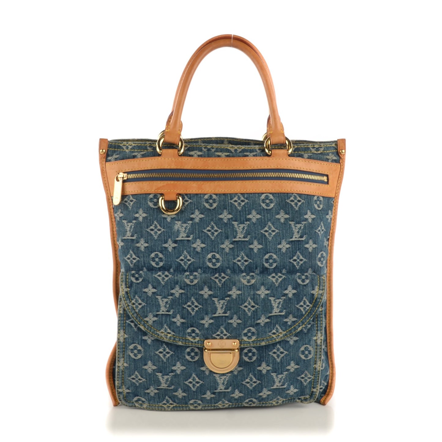 Monogram Denim Sac Plat Blue