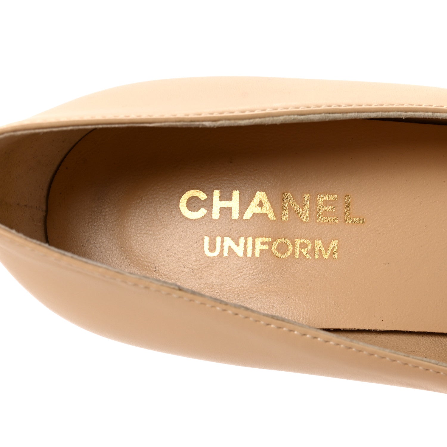 Chanel Lambskin Cap Toe CC Uniform Pumps 38 Beige Black 15 of 18