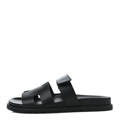Hermes Calfskin Mens Chypre Sandals 42.5 Black 1 of 10