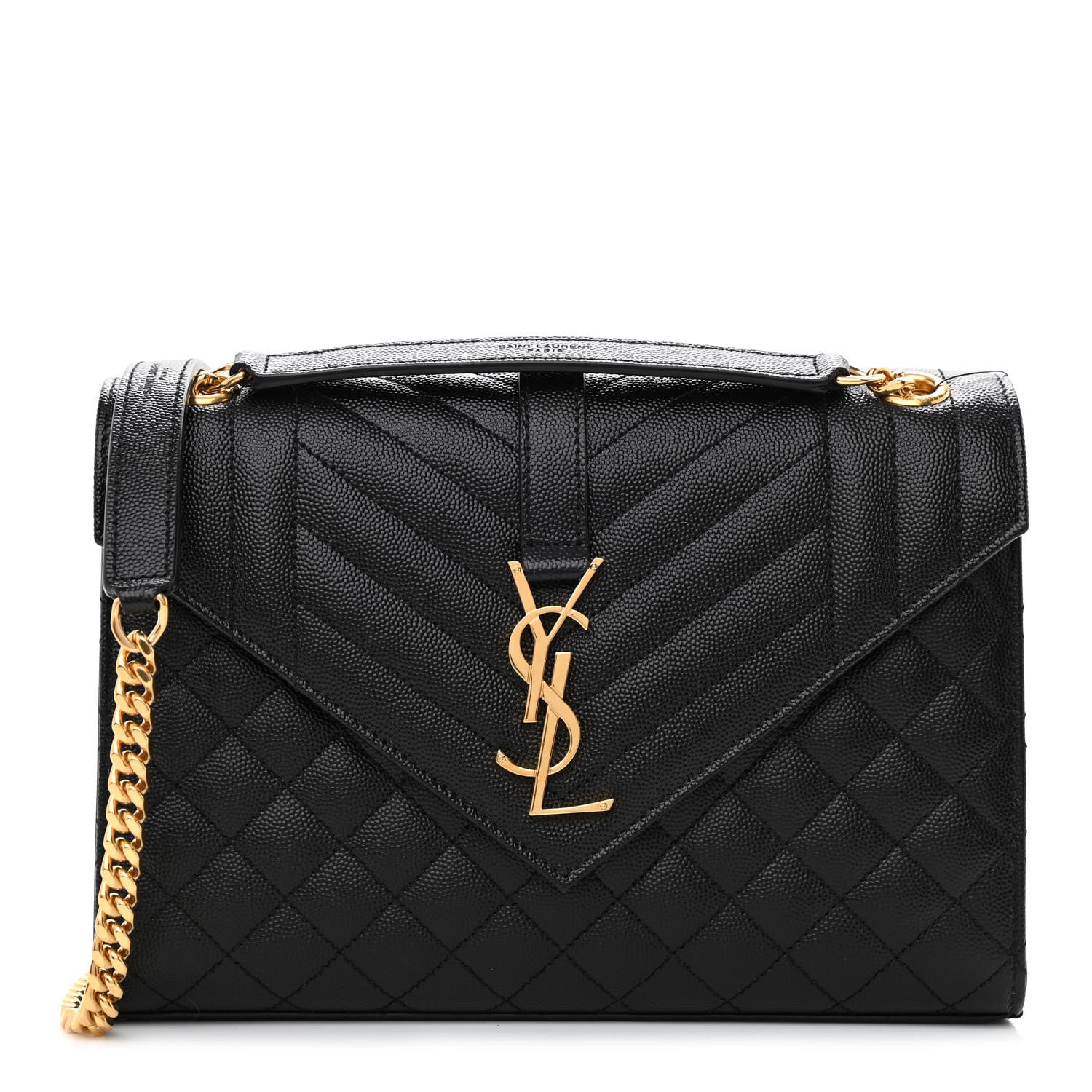 Saint Laurent Grain De Poudre Textured Mixed Matelasse Triquilt Medium Monogram Satchel Black 1 of 8