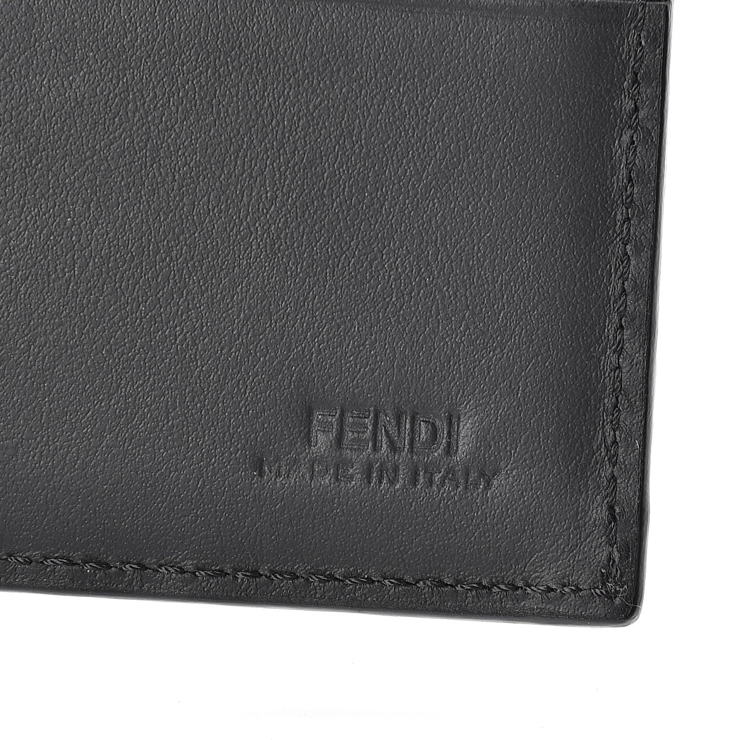 Fendi Vitello FF 1974 Embossed Bi-Fold Wallet Maya Black 6 of 8