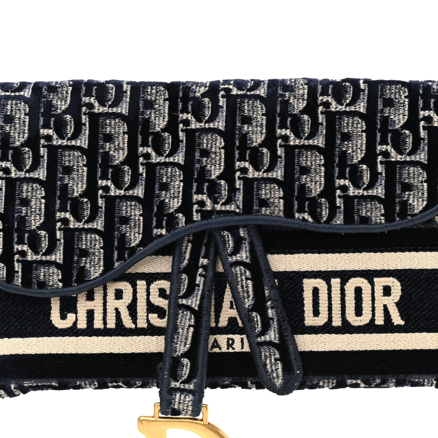 Christian Dior Velvet Oblique Saddle Belt Bag Blue 9 of 12