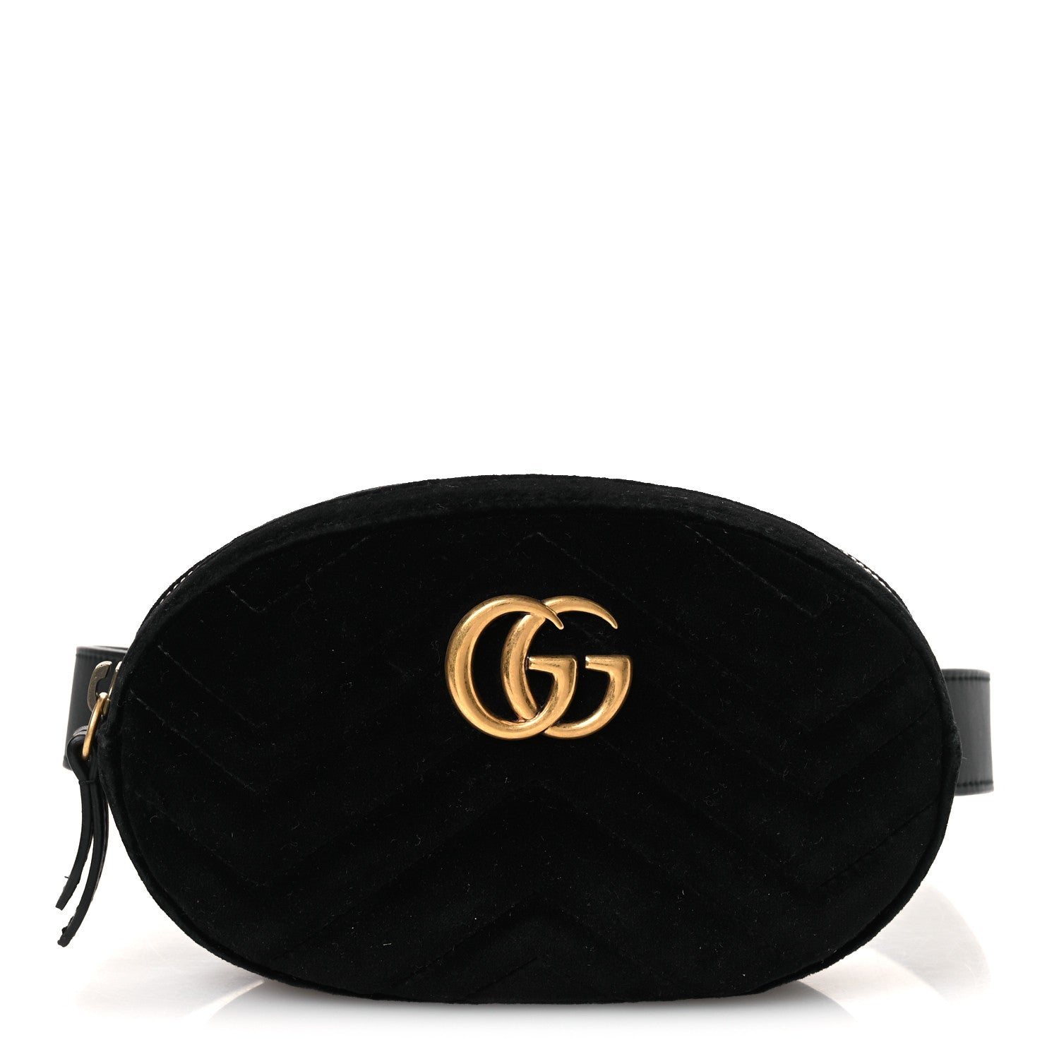 Gucci Velvet Matelasse GG Marmont Belt Bag Black 95 38 Black 1 of 10