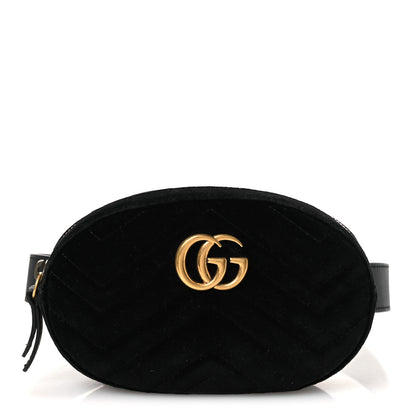 Gucci Velvet Matelasse GG Marmont Belt Bag Black 95 38 Black 1 of 10