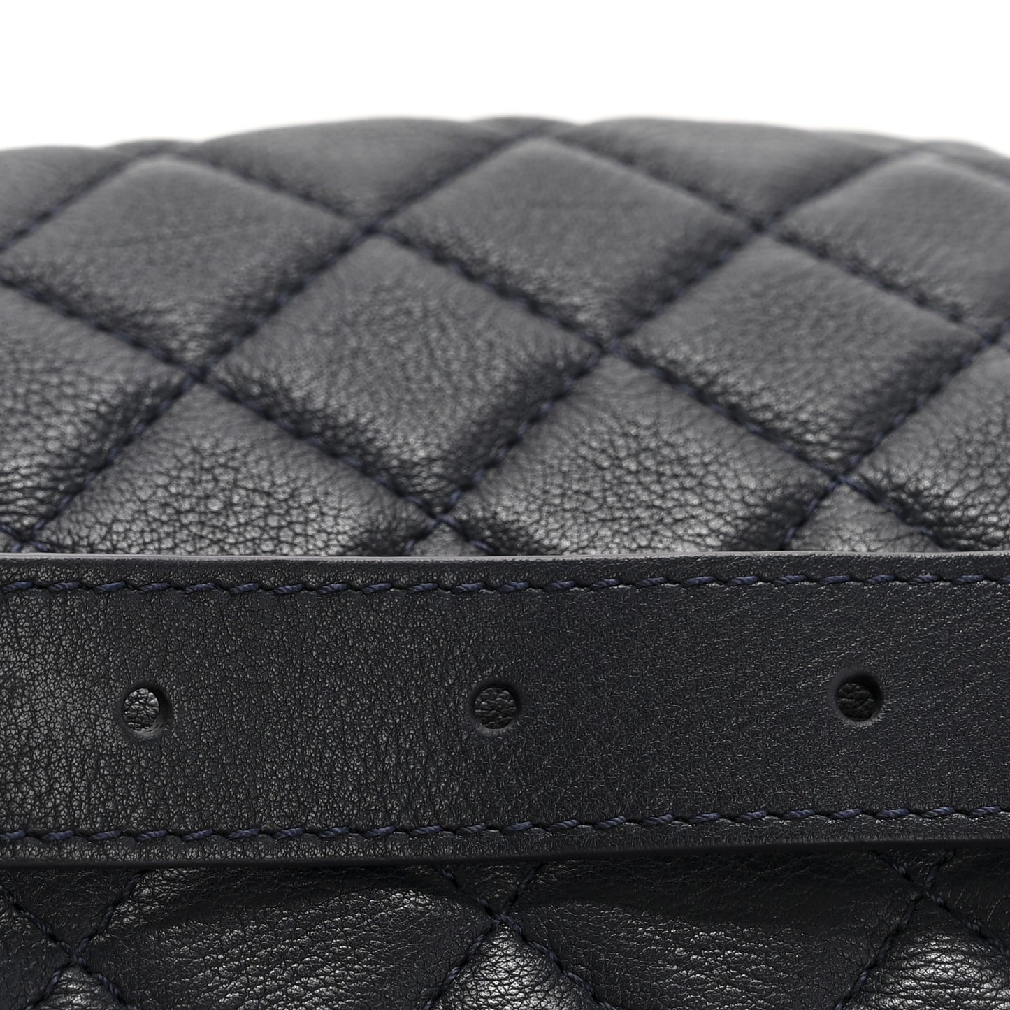 Calfskin Quilted Banane Waist Bag Fanny Pack Navy