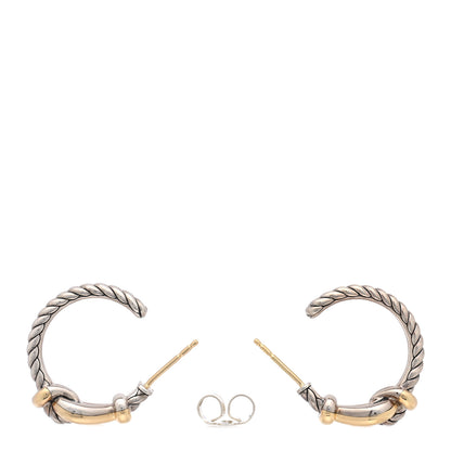 David Yurman Sterling Silver 18K Yellow Gold Hoop Earrings 3 of 4