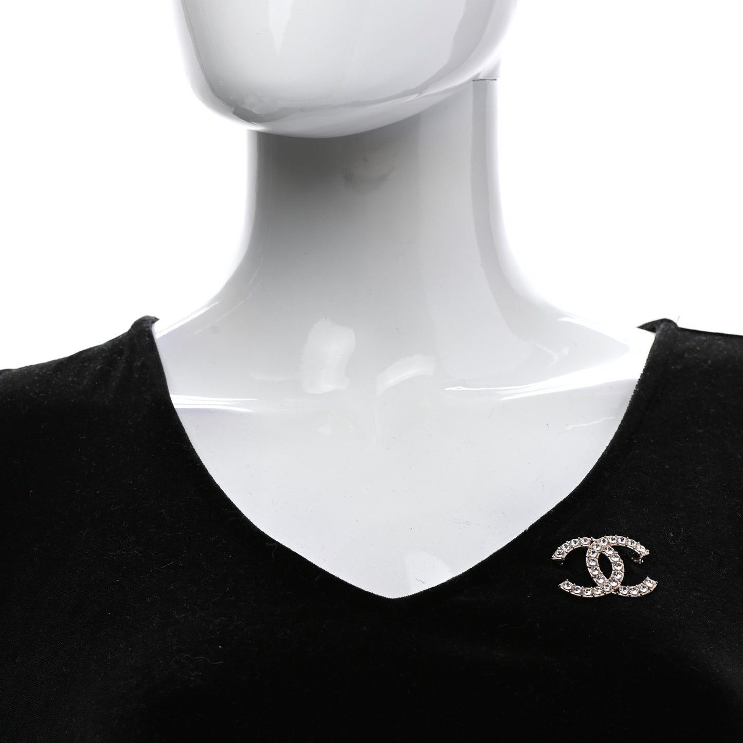 Crystal CC Brooch Light Gold