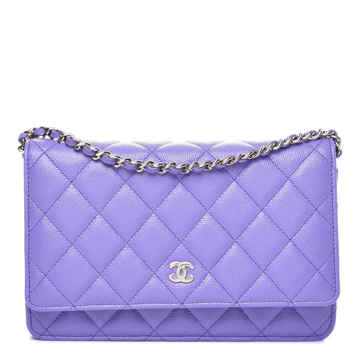 Caviar Quilted Wallet On Chain WOC Purple