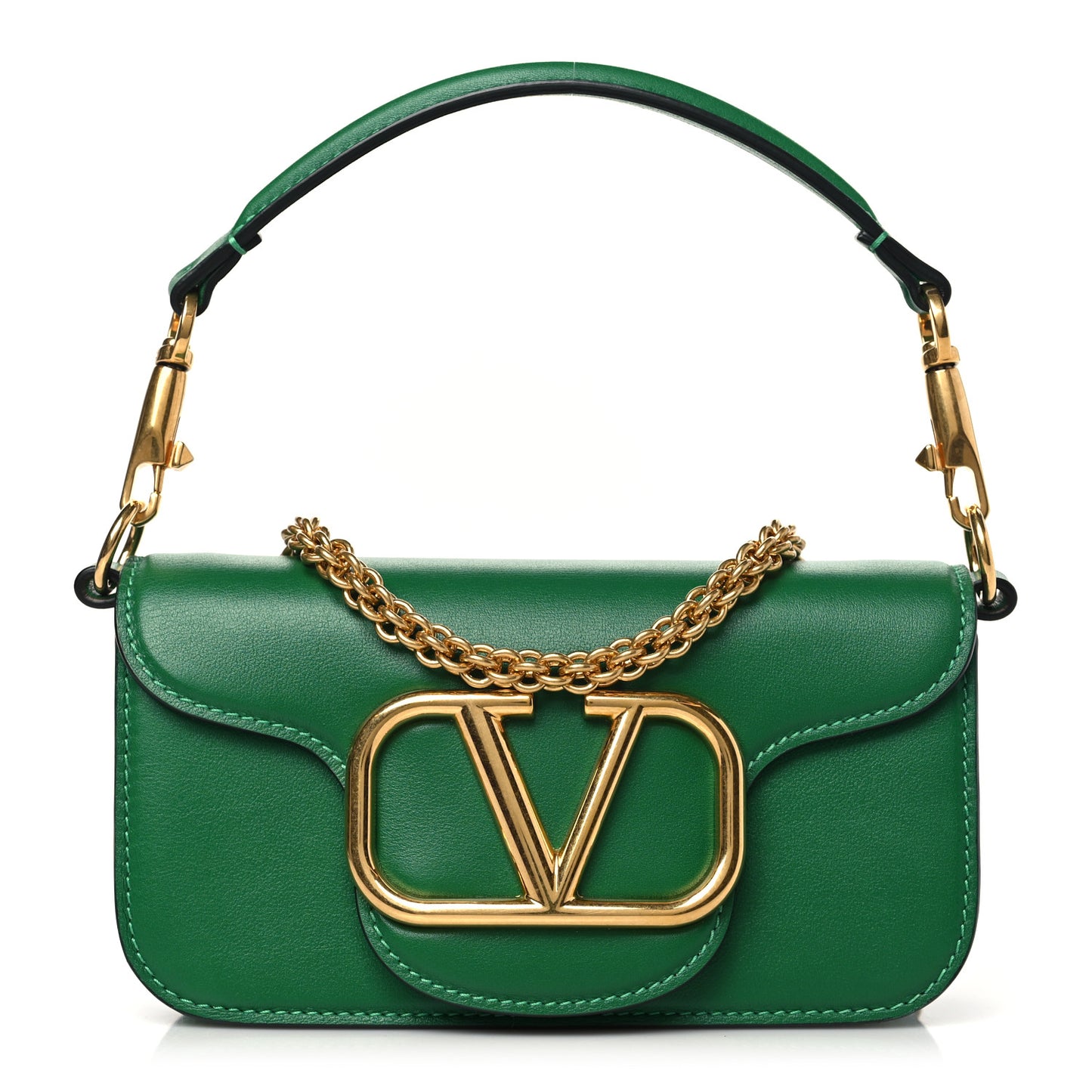 Calfskin Vlogo Small Loco Shoulder Bag Gea Green